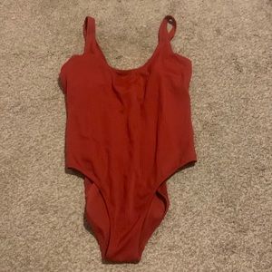 Ribbed orange swimsuit!